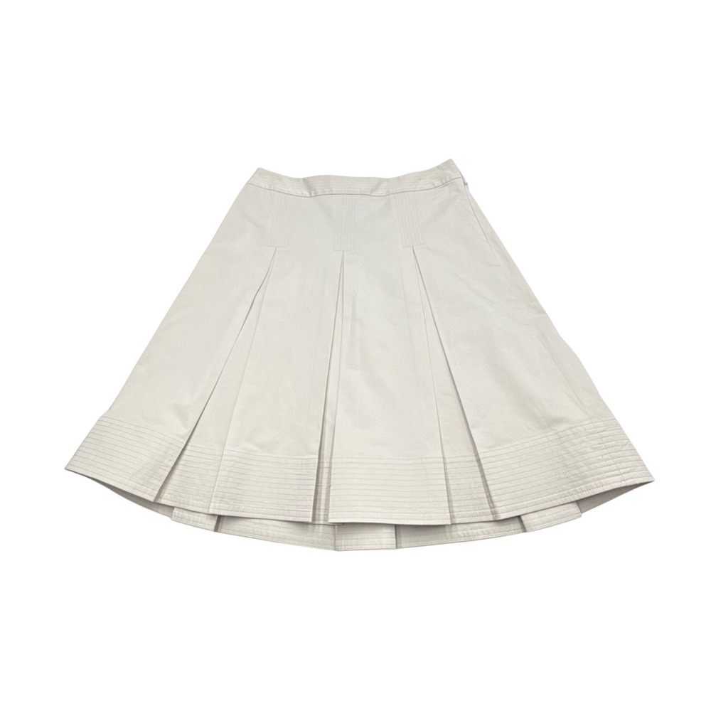 Talbots Classic Fit Khaki Pleated A-Line Skirt Women's 4 Side Zip 97% Cotton‎